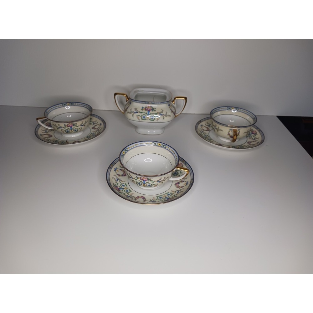 Set of 3 Union K Fine Bone China Floral Tea Cup Saucer & Sugar Bowl Czech Read